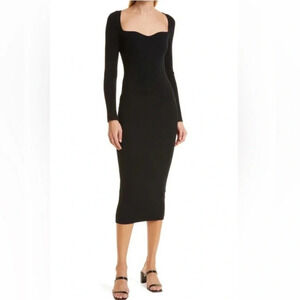 Eleven Six Marla Black Ribbed Body-con Long Sleeve Dress Small